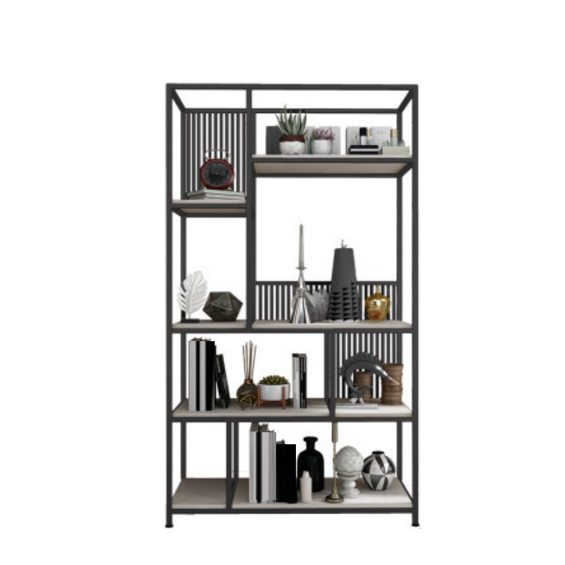 Metal and Wooden Bookshelf Vertical Open Etagere Bookcase with 5 Shelves