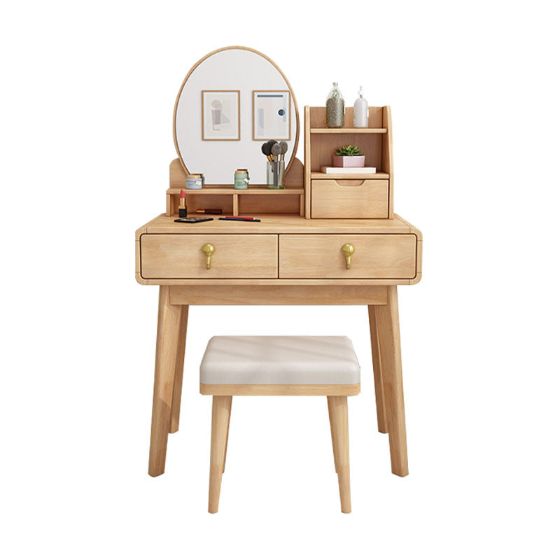 Scandinavian Wooden Vanity Desk with Drawers Makeup Dressing Table Set