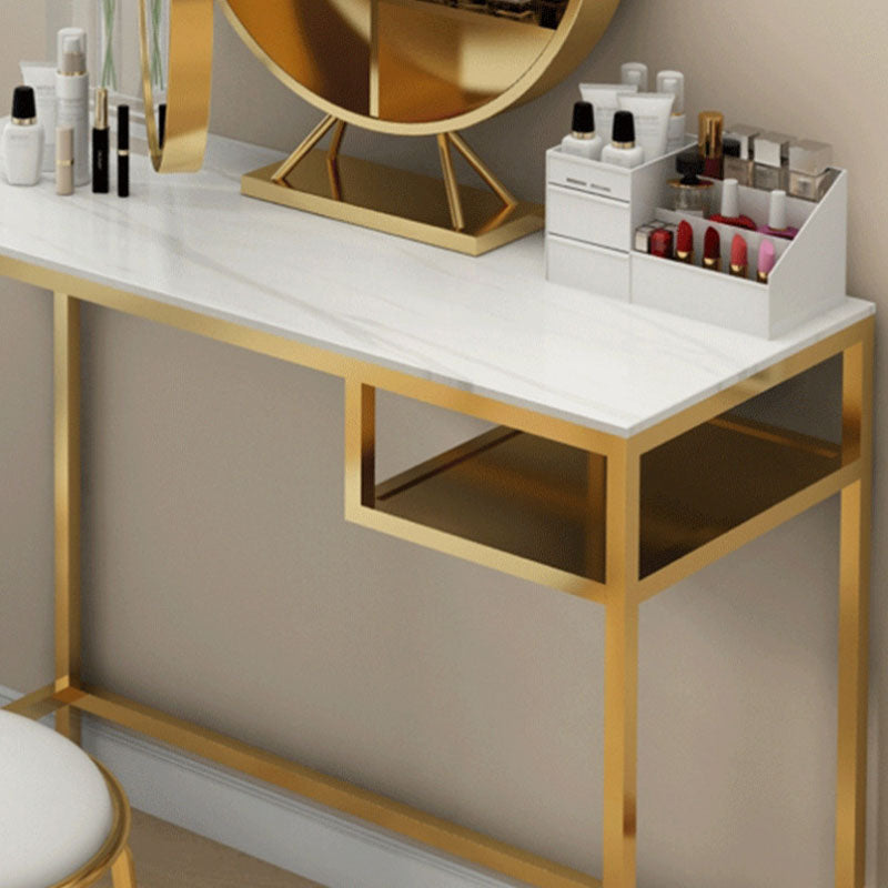 Glam Metal Vanity Makeup Table Set Slate Top Vanity Dressing Table
