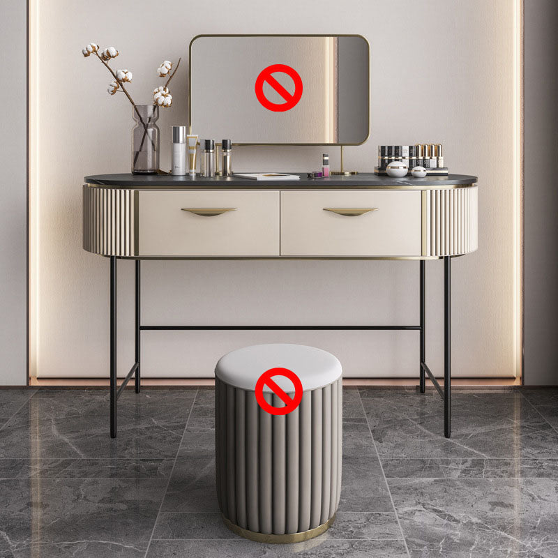 Contemporary Bedroom with Makeup Table and Stool Double Drawers Make-up Vanity