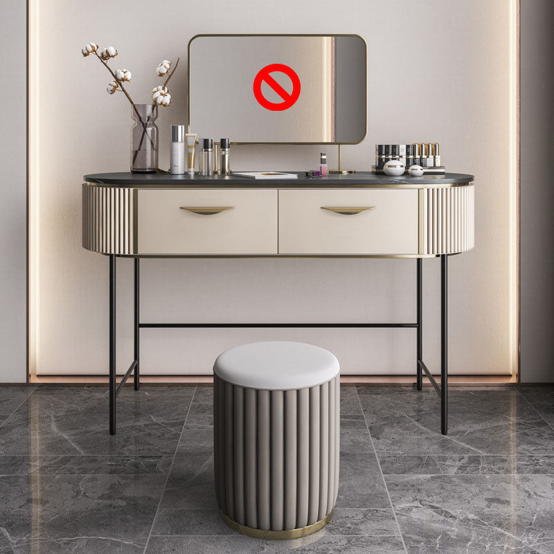 Contemporary Bedroom with Makeup Table and Stool Double Drawers Make-up Vanity