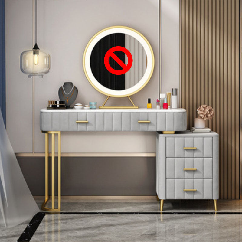 Glam With Drawer Straight Feet Marble Metal Bedroom Make-up Vanity