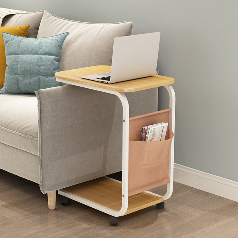 Modern Wood Corner Table Side Rectangular End Table with Storage
