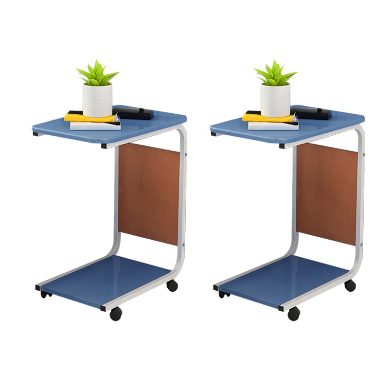 Modern Wood Corner Table Side Rectangular End Table with Storage