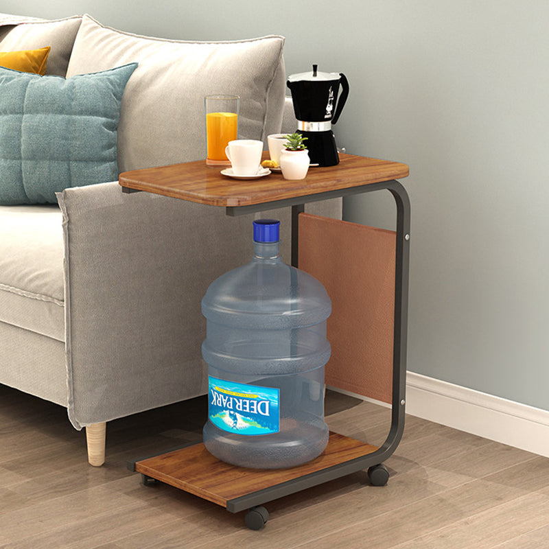 Modern Wood Corner Table Side Rectangular End Table with Storage