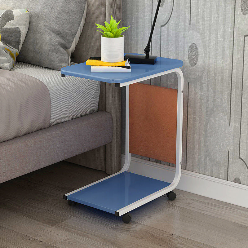 Modern Wood Corner Table Side Rectangular End Table with Storage