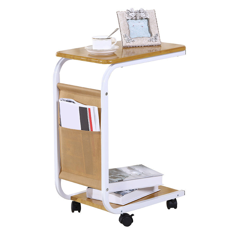 Modern Wood Corner Table Side Rectangular End Table with Storage