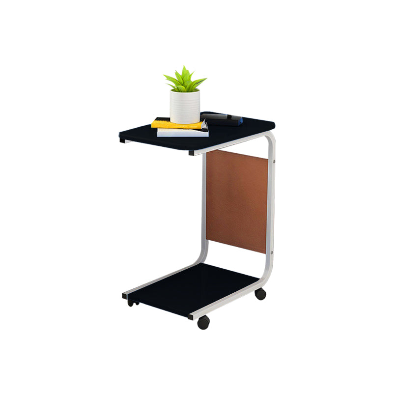 Modern Wood Corner Table Side Rectangular End Table with Storage