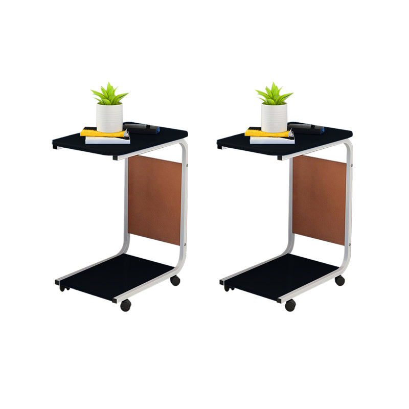 Modern Wood Corner Table Side Rectangular End Table with Storage