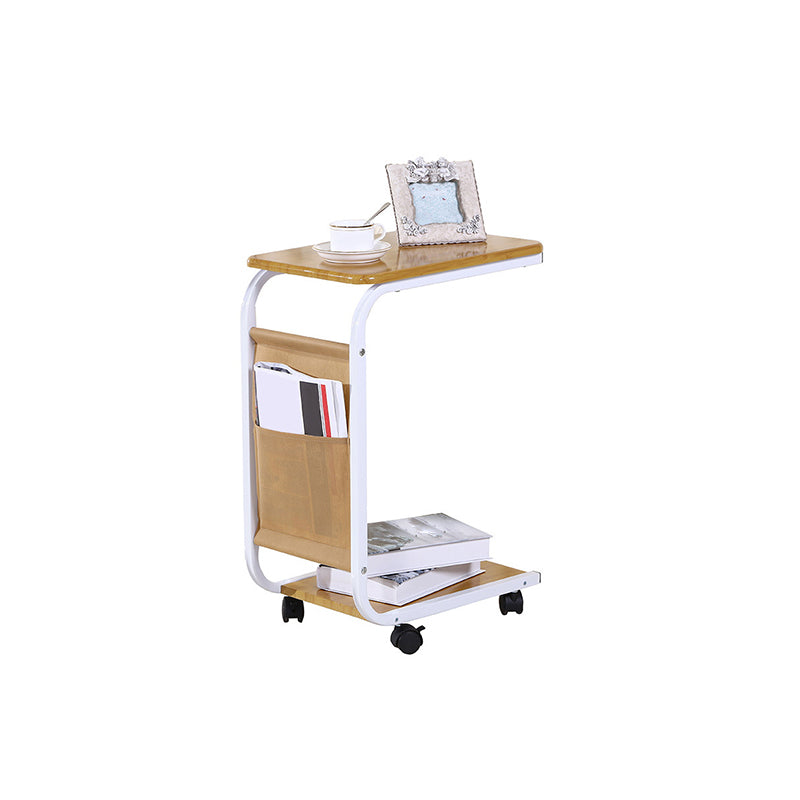Modern Wood Corner Table Side Rectangular End Table with Storage