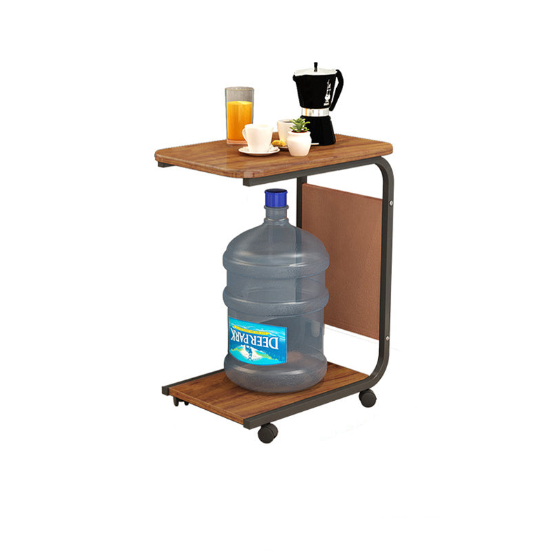 Modern Wood Corner Table Side Rectangular End Table with Storage