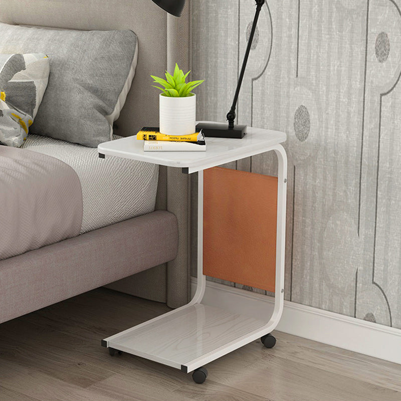 Modern Wood Corner Table Side Rectangular End Table with Storage
