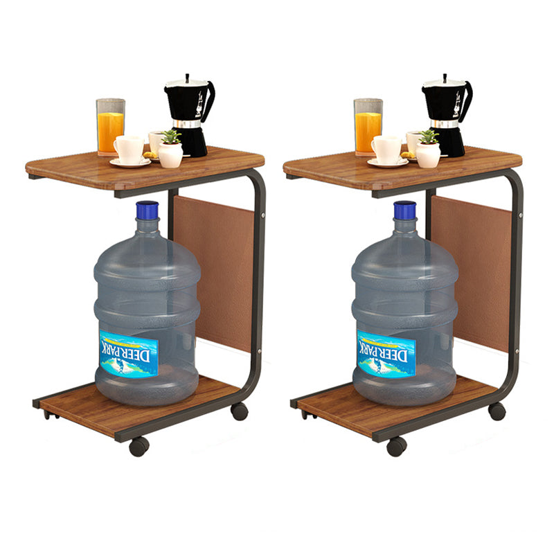 Modern Wood Corner Table Side Rectangular End Table with Storage