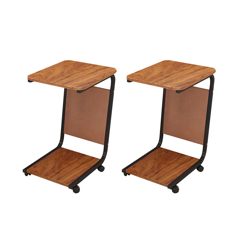 Modern Wood Corner Table Side Rectangular End Table with Storage