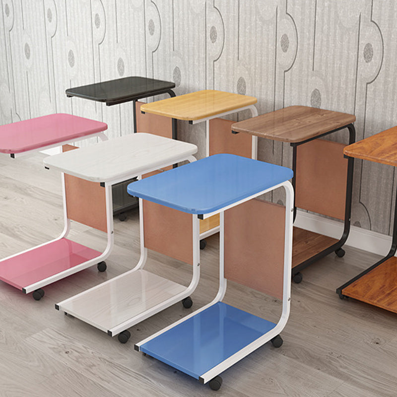 Modern Wood Corner Table Side Rectangular End Table with Storage