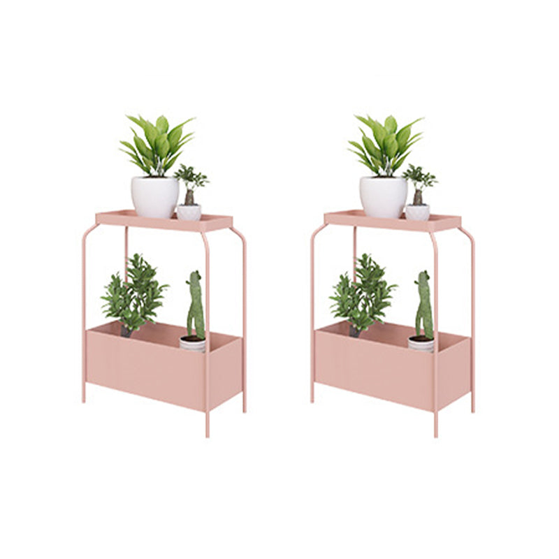 Mid-Century Corner Table Metal 4 Legs Side End Table with Storage