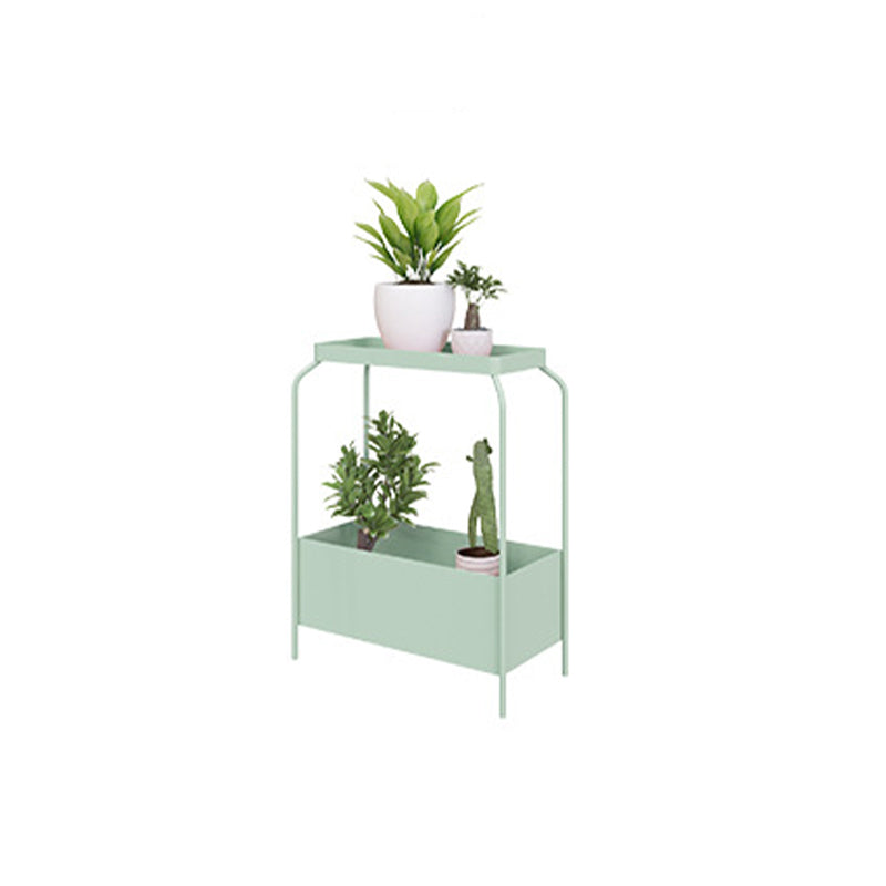 Mid-Century Corner Table Metal 4 Legs Side End Table with Storage