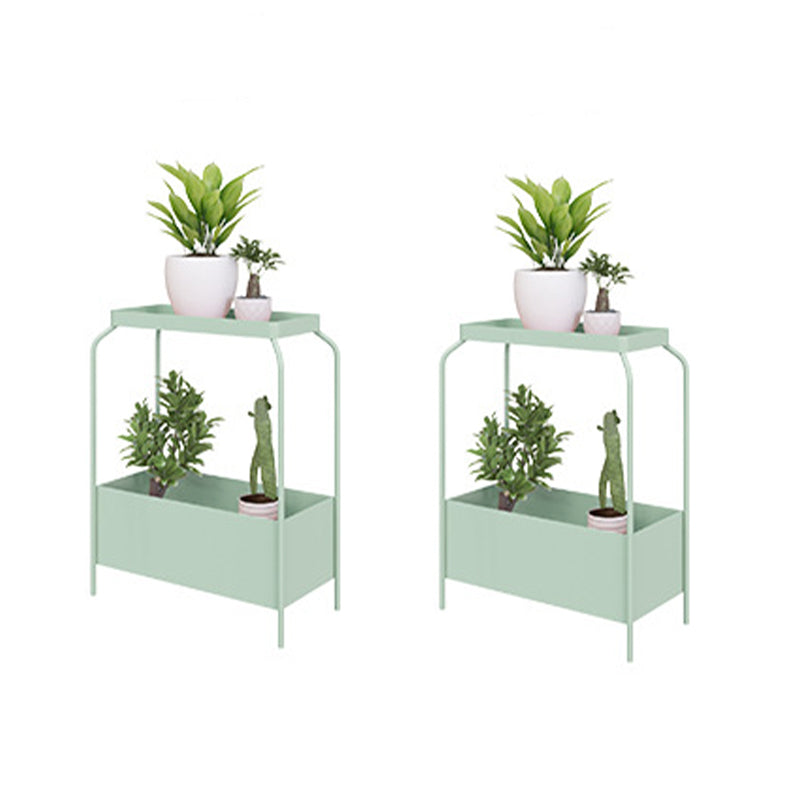 Mid-Century Corner Table Metal 4 Legs Side End Table with Storage