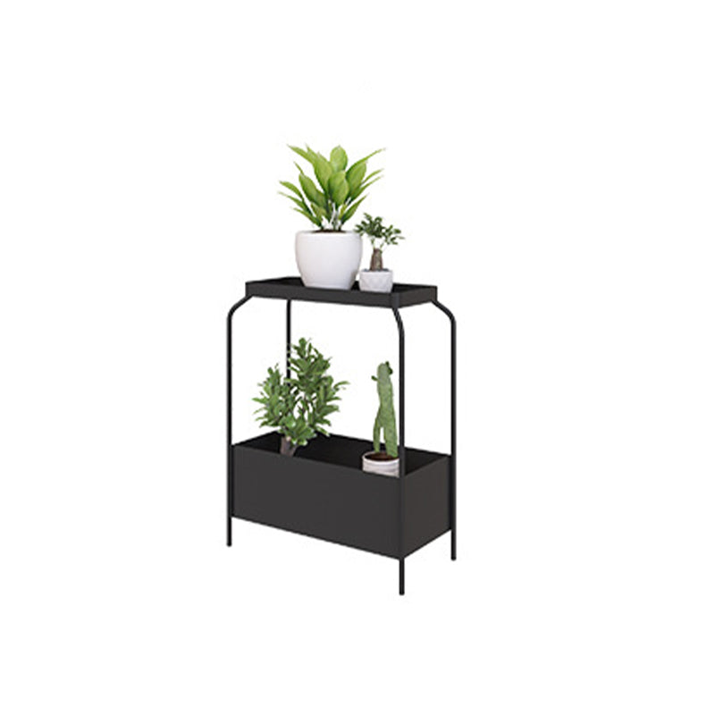 Mid-Century Corner Table Metal 4 Legs Side End Table with Storage