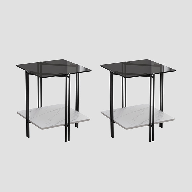 Modern Square Corner Table 4 Legs Side End Table with Storage