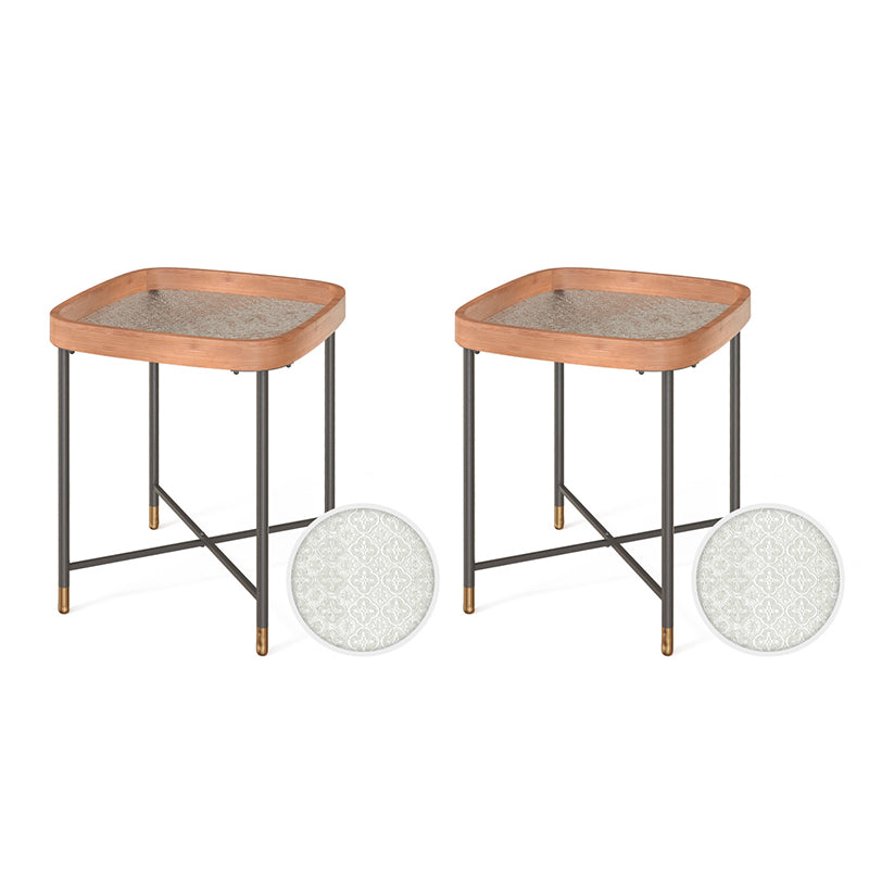Modern Square Corner Table Cross Legs Side End Table for Living Room