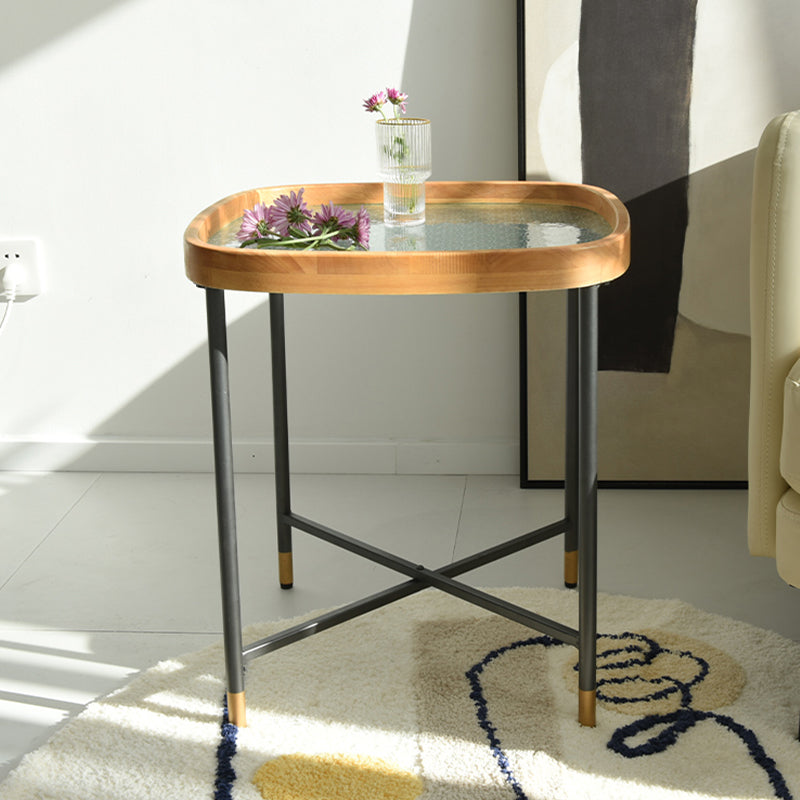 Modern Square Corner Table Cross Legs Side End Table for Living Room