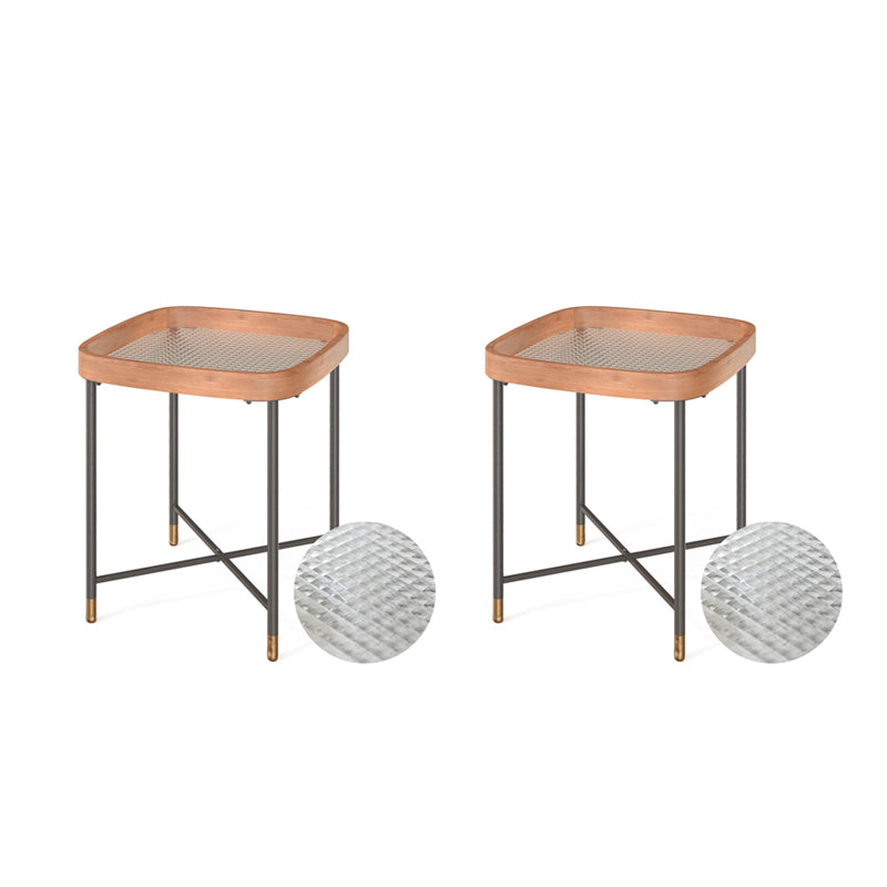 Modern Square Corner Table Cross Legs Side End Table for Living Room