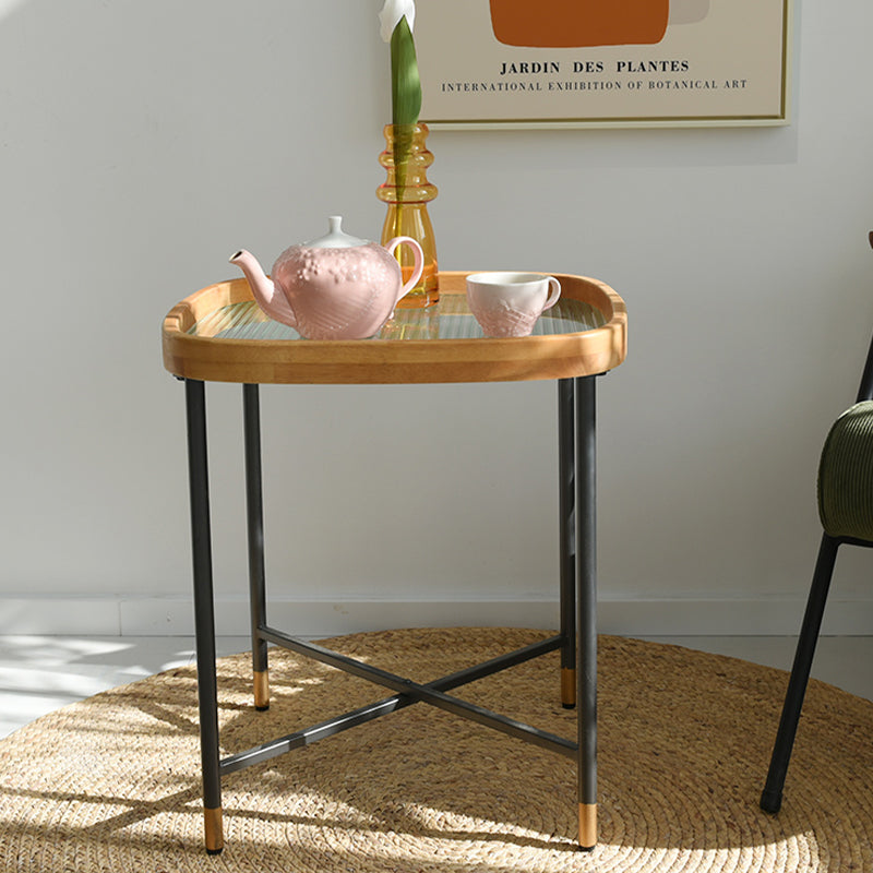 Modern Square Corner Table Cross Legs Side End Table for Living Room