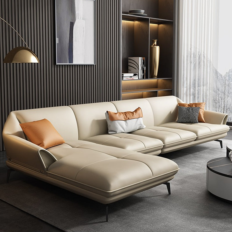 Modern Stationary Faux Leather Living Room Flared Arm Cushions Seating