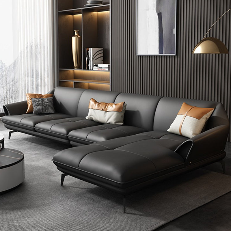 Modern Stationary Faux Leather Living Room Flared Arm Cushions Seating