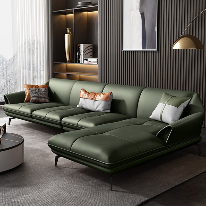 Modern Stationary Faux Leather Living Room Flared Arm Cushions Seating