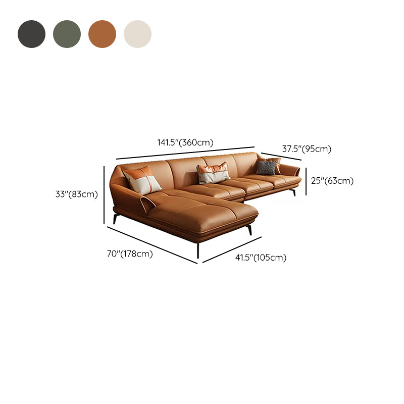 Modern Stationary Faux Leather Living Room Flared Arm Cushions Seating