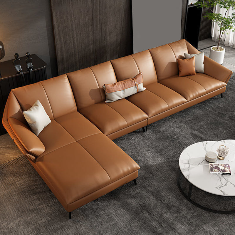 Contemporary Cushions Flared Arm Faux Leather Stationary Seating