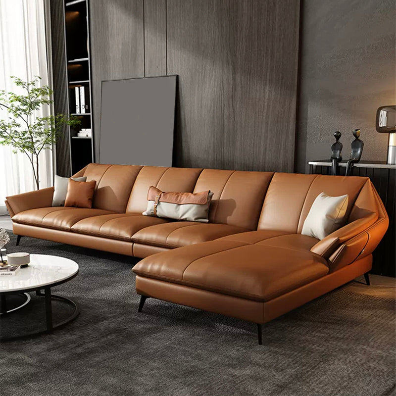 Contemporary Cushions Flared Arm Faux Leather Stationary Seating