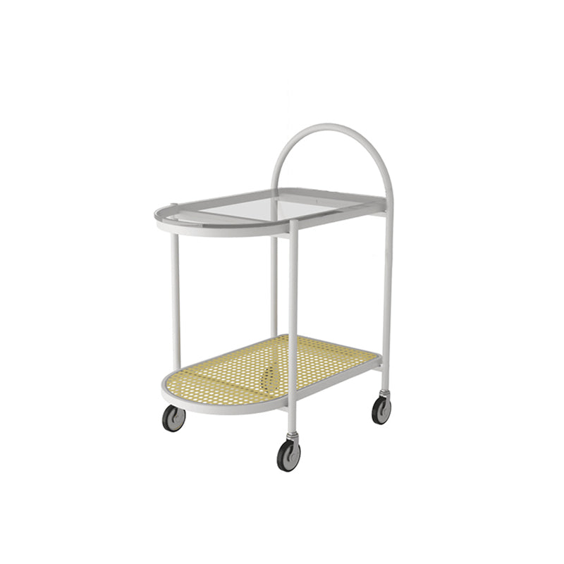 Modern Glass Corner Table Double Tier Side End Table with Storage