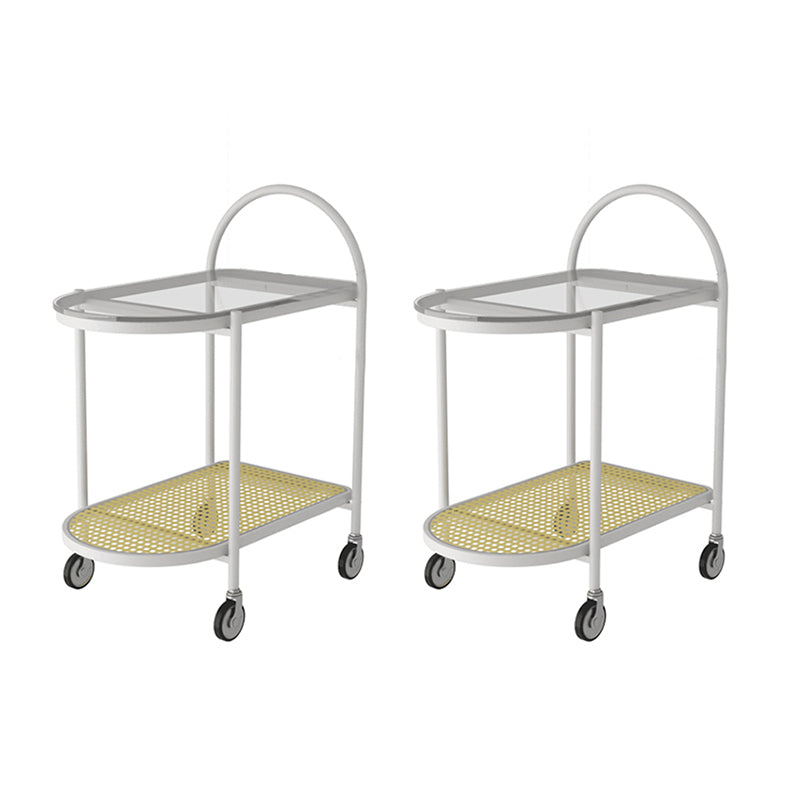Modern Glass Corner Table Double Tier Side End Table with Storage