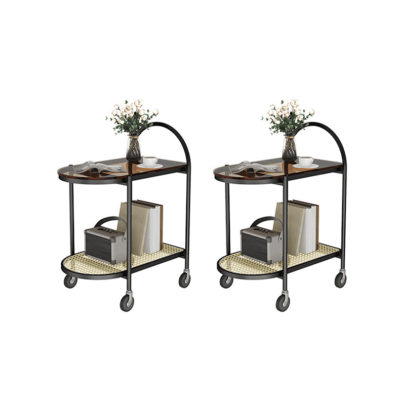 Modern Glass Corner Table Double Tier Side End Table with Storage