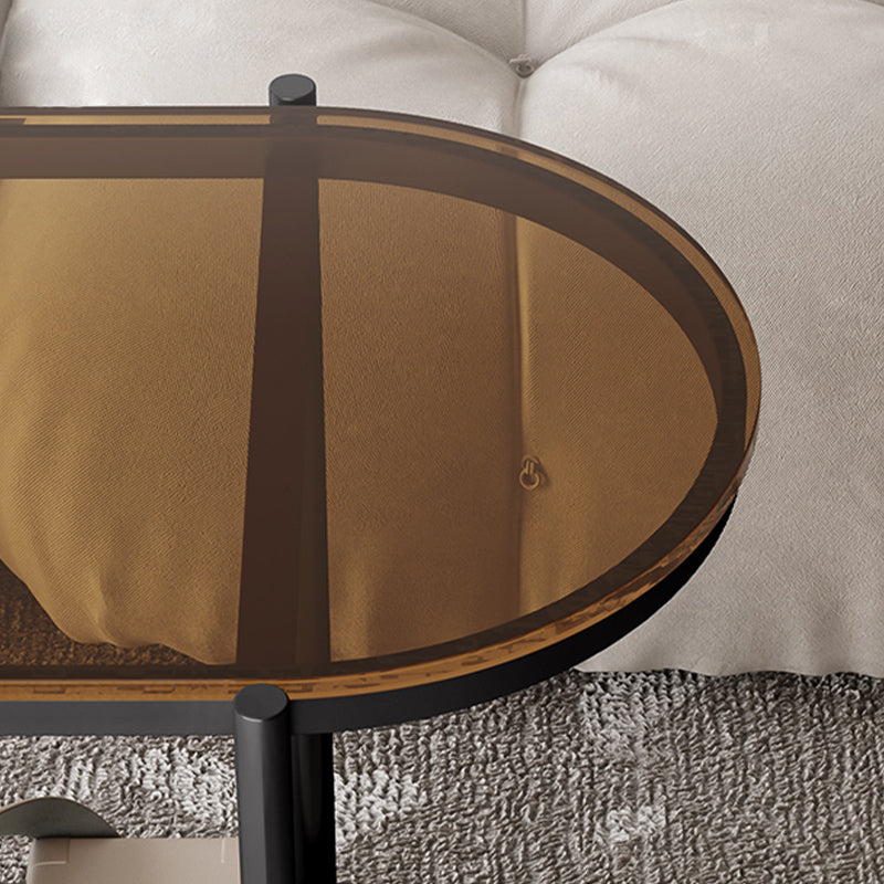 Modern Glass Corner Table Double Tier Side End Table with Storage