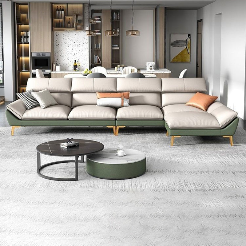 Contemporary Faux Leather Living Room Flared Arm Cushions Seating