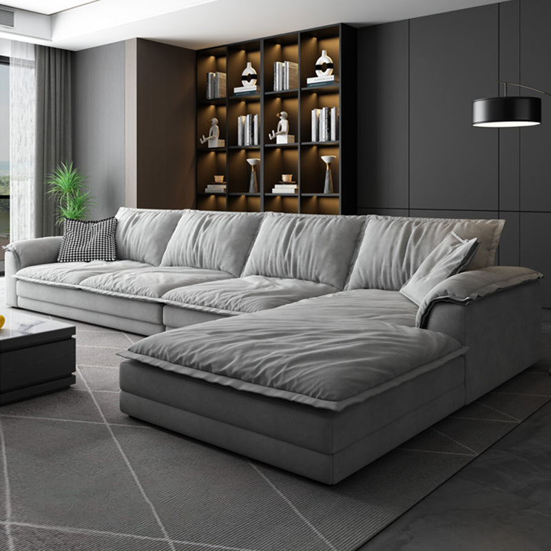 Nordic Stationary Living Room Recessed Arm Pillows Sofa Chaise