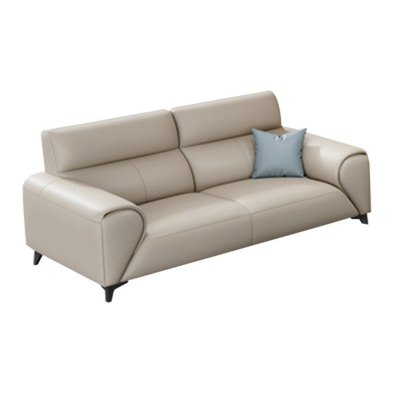 Contemporary Faux Leather Stationary Living Room Recessed Arm Sofa Chaise