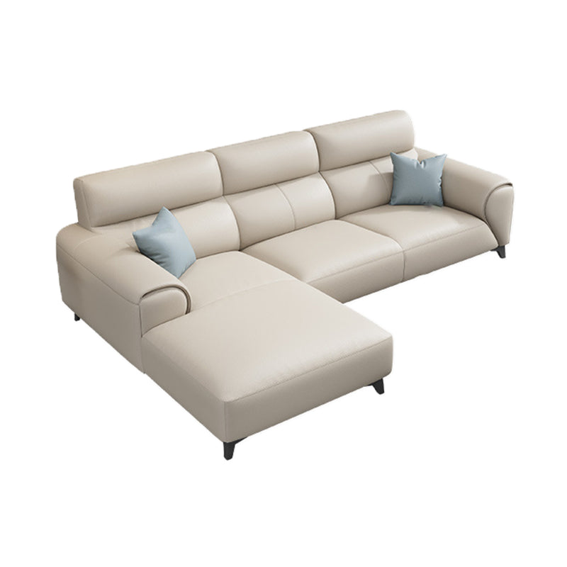 Contemporary Faux Leather Stationary Living Room Recessed Arm Sofa Chaise