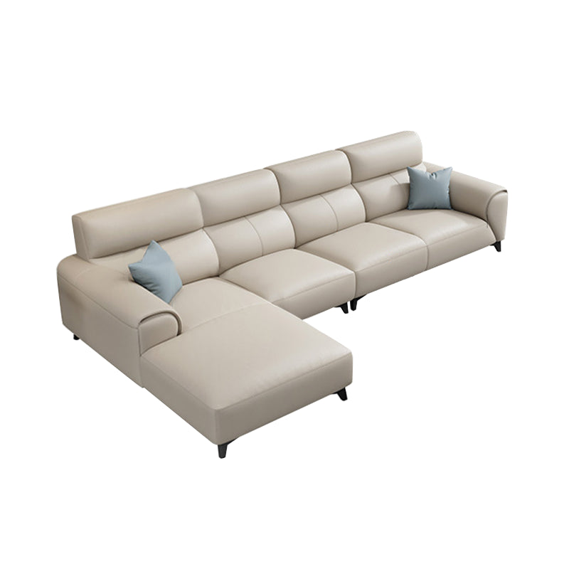 Contemporary Faux Leather Stationary Living Room Recessed Arm Sofa Chaise