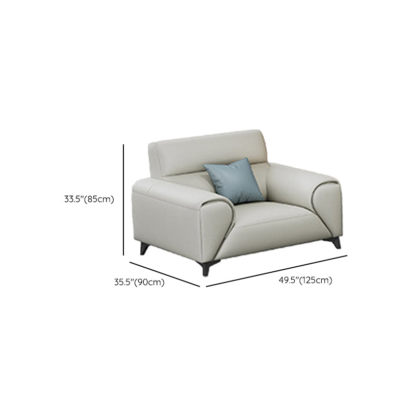 Contemporary Faux Leather Stationary Living Room Recessed Arm Sofa Chaise