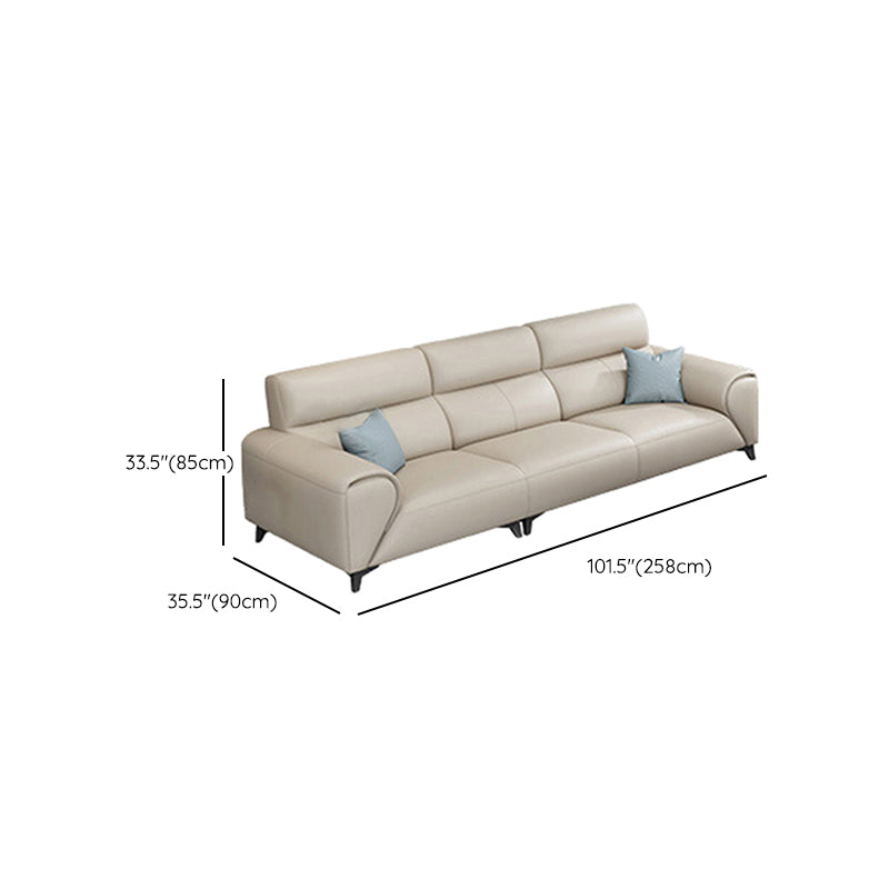 Contemporary Faux Leather Stationary Living Room Recessed Arm Sofa Chaise