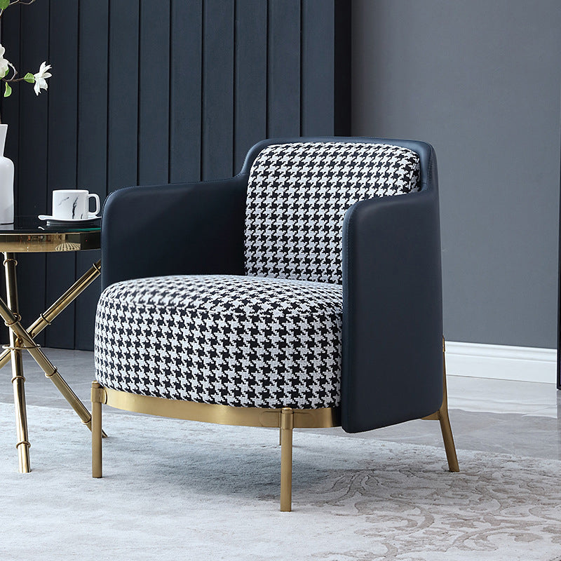 Linen Living Room Chair with Gold Basic Four Leg Accent Armchair