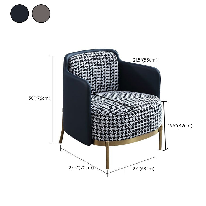 Linen Living Room Chair with Gold Basic Four Leg Accent Armchair