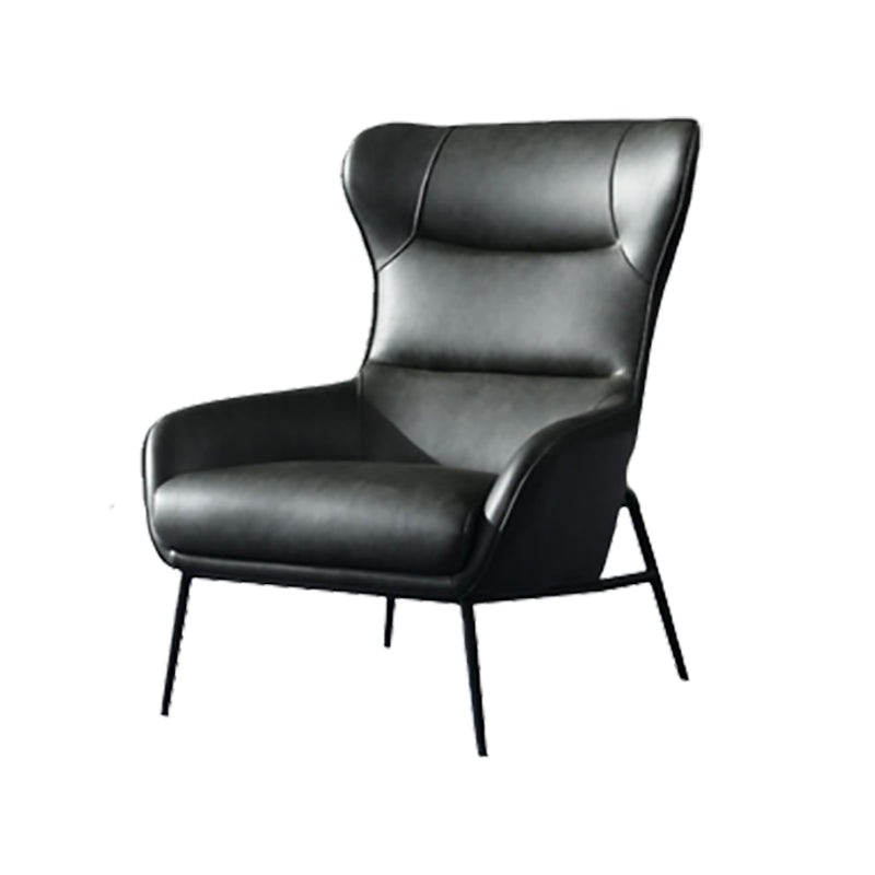 Mid-Century Modern Chair Faux Leather Flared Arms Wingback Chair