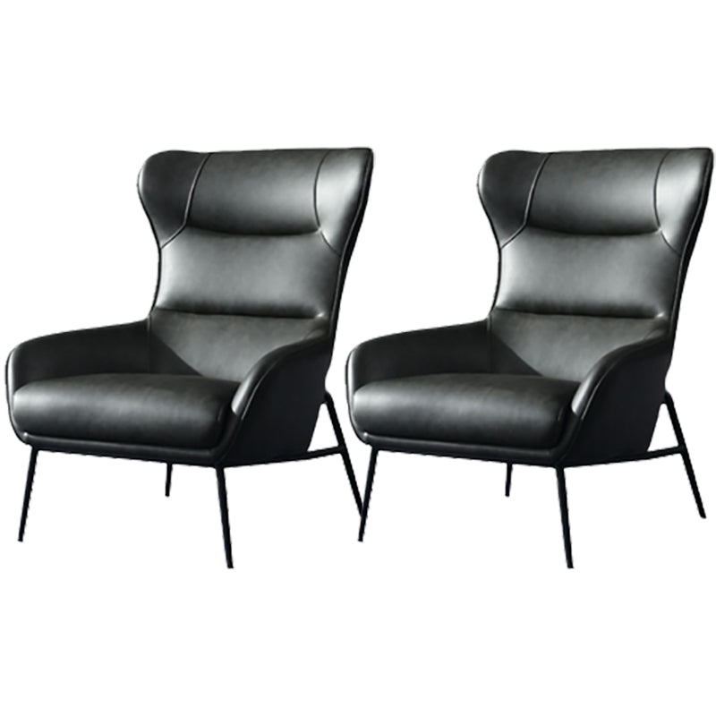 Mid-Century Modern Chair Faux Leather Flared Arms Wingback Chair