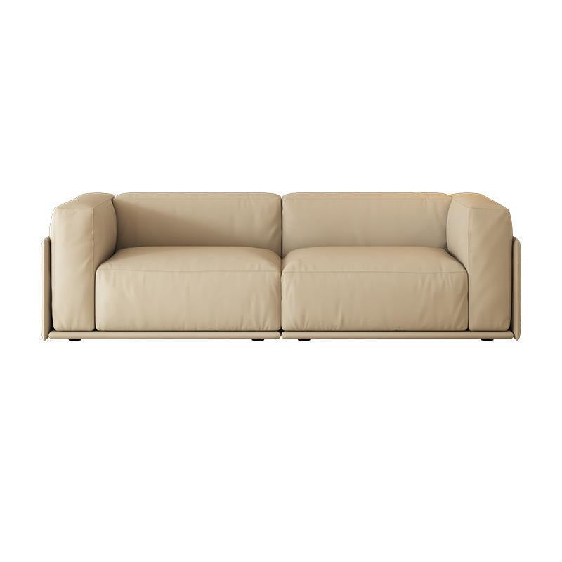 Faux Leather Tuxedo Arm Standard Sofa Contemporary Cushions Settee